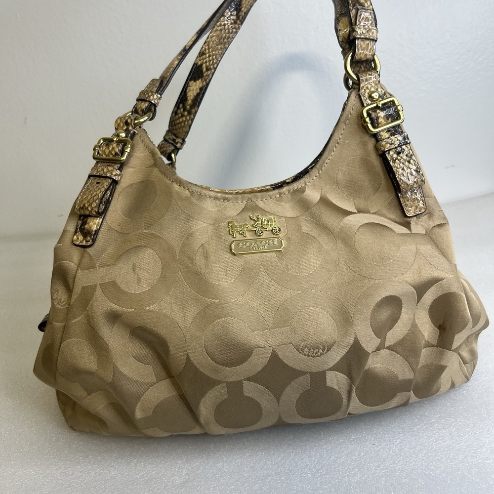 Coach Madison Op Art Signature Sateen Maggie snake Strap F17689 Shoulder Bag - Picture 4 of 15